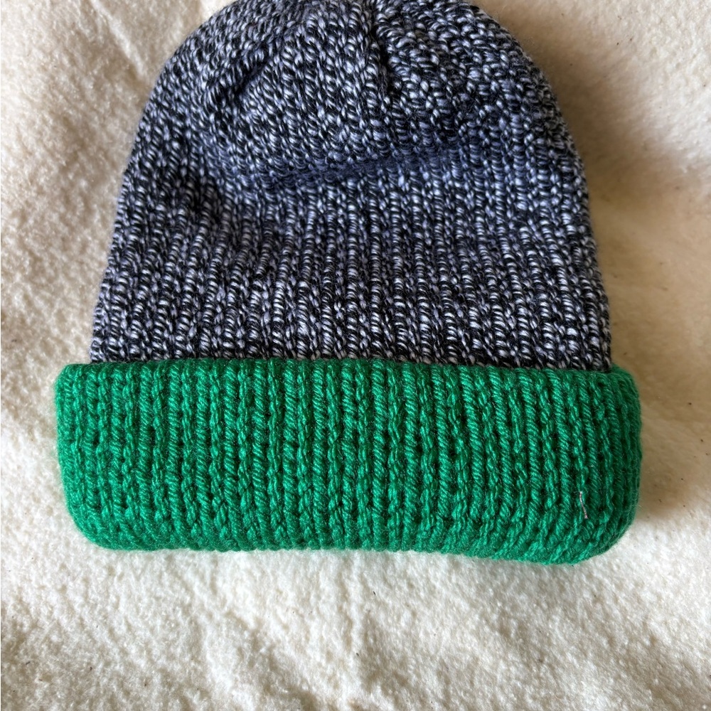 Black Marble and Green Cozy Knit Kids Beanie